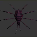3D Rendered Spider With Purple Red Glowing Body And Long Legs On Dark Background