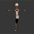 Humanoid Robot With Orange And White Stripes Mechanical Structure Standing Pose Arms Extended