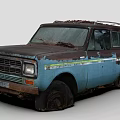 Old Rusty Blue Vintage SUV Car With Roof Rack And Worn Exterior