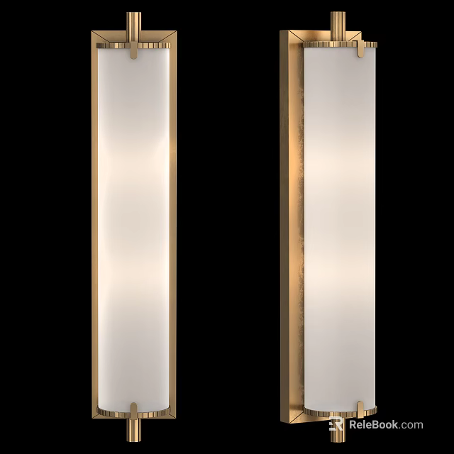 Modern Symmetric Wall Lamps With Gold Frame White Panel And Soft Lighting 3d model 