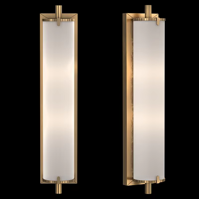 Modern Symmetric Wall Lamps With Gold Frame White Panel And Soft Lighting 3d model