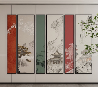 New Chinese Style Decorative Hanging Painting 3d model