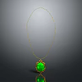 Elegant Gold Chain Necklace With Green Heart Shaped Gemstone Pendant Daily Fashion Accessory