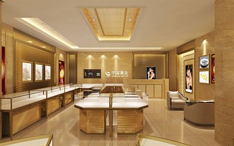 Light Luxury Store China Gold Store 3d model