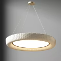 Modern Cream Colored Circular Pendant Light With Textured Surface And Soft Glow 3d model