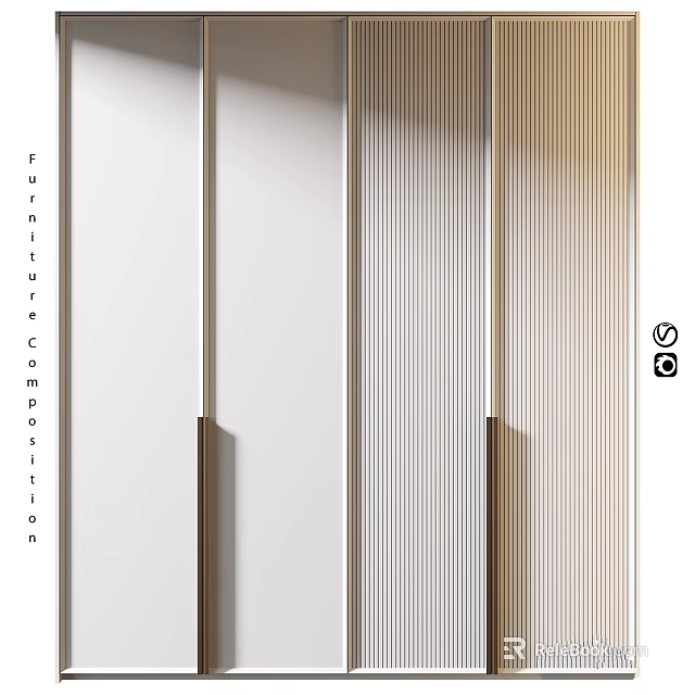 Modern Minimalist Furniture Composition With Vertical Striped Panels And Neutral Colors 3d model 