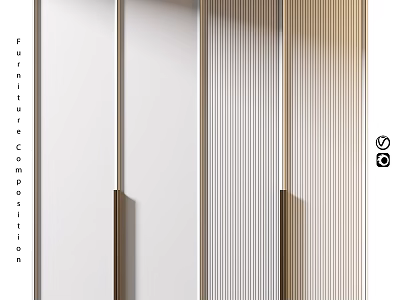 Modern Minimalist Furniture Composition With Vertical Striped Panels And Neutral Colors 3d model