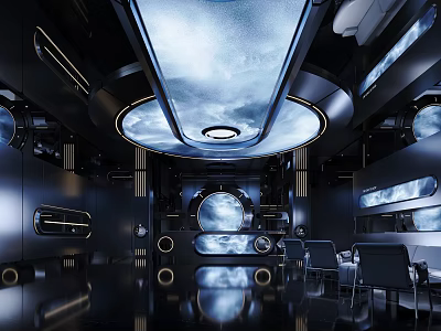 High Tech Futuristic KTV Interior With Circular Lighting 3d model