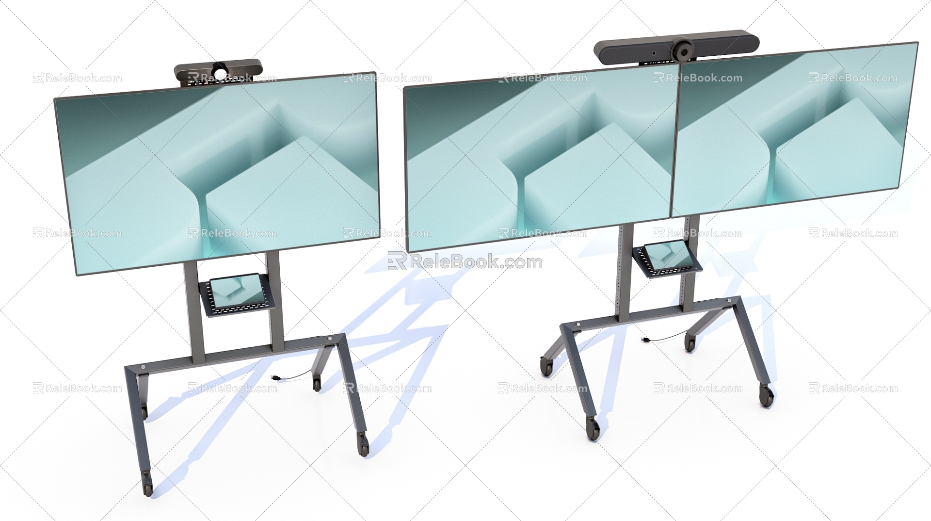 Conference TV Dual Screen Conference TV Office Supplies Mobile TV TV Bracket 3d model