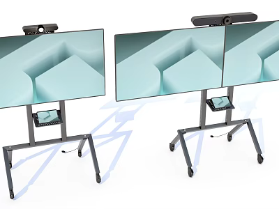 Modern Interactive TV Screens With Mobile Stands Top Devices And Rolling Wheels 3d model
