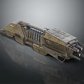 Futuristic Metallic Spaceship Design With Modular Structure Thrusters And Industrial Components For Aerospace Exploration