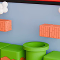 Electric Toys with Blue Pink Controllers Bricks Mushrooms and Green Bucket for Kids Play