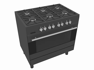 Kitchen Appliance Black Gas Stove With Multiple Burners And Oven 3d model