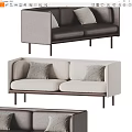 Multiplayer Sofa Double Sofa Casual Sofa Leather Sofa 3d model