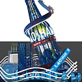Eye Catching Photo Spot Featuring Blue Miller Lite Bottle Shape With Illuminated Wave Base