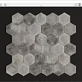 Gray Hexagonal Stone Tiles Floor With Honeycomb Pattern And Textured Design 3d model