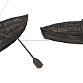 Two Rustic Wooden Rowboats With Oars And Classic Wooden Structure