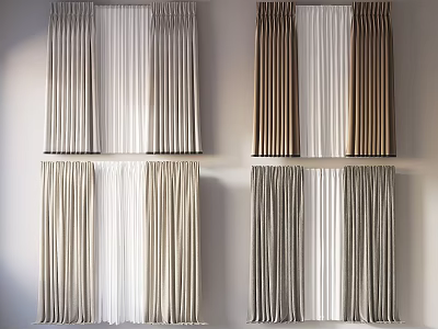 Various Colored Curtains In Modern Styles For Home Interior Decoration With Elegant Design 3d model