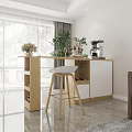 Modern bar chair combination telescopic bar 3d model