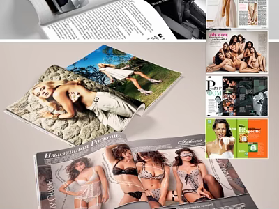 Summer Fashion Magazine Pages Featuring Women In Bikini On Outdoor Grass 3d model