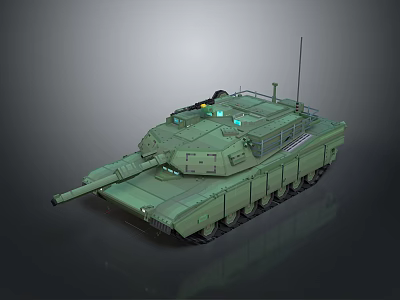 Green Military Tank 3D Model With Main Gun Tracks And Antenna Design 3d model