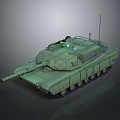 Green Military Tank 3D Model With Main Gun Tracks And Antenna Design