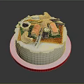 Creative Sushi Themed Cake Topped With Sushi Rolls Soy Sauce And Chopsticks