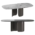 Modern Oval And Round Dining Tables With Marble And Black Tops And Metal Legs