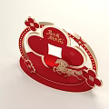 Red Themed Photo Check In Spot With Lucky Horse Design And Decorative Elements