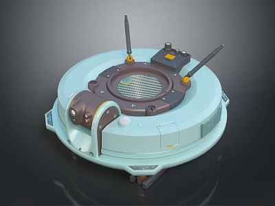 Space Exploration Circular Probe With Dual Antennas Mesh Structure And Support Wheels 3d model