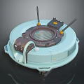 Space Exploration Circular Probe With Dual Antennas Mesh Structure And Support Wheels 3d model