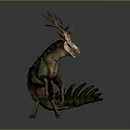 Mythical Creature Character With Antlered Head Scaled Body And Long Tail 3d model