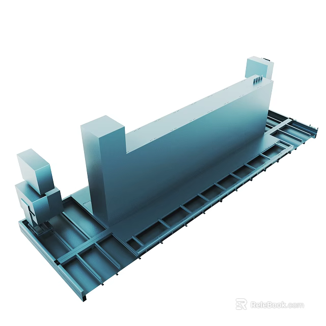 Blue Industrial Metal Mechanical Frame Structure With Steel Platform Base 3d model