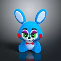 Cute Blue Rabbit Plush Toy With Big Ears Colorful Eyes Red Cheeks And Bow Tie