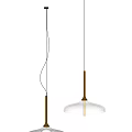 Modern Pendant Lights With Golden Poles And White Transparent Glass Shades
