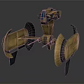 Scifi Mechanical Robot With Brown Black Armored Body And Propulsion Units