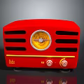 Vintage Red Radio With FM AM Dials Knobs And Classic Speaker Grilles