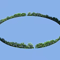 Natural Circular Green Trees Ring With Outdoor Blue Sky Background