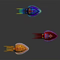 Three Vibrant Colorful Squids With Iridescent Patterns On Dark Background