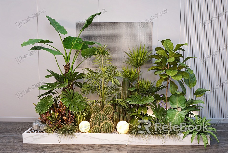 Modern indoor courtyard sketch landscape plant landscaping plant flower box combination green plant pile model