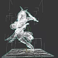 3D Model of Female Warrior in Dynamic Pose Wielding Dual Swords with Action Stance