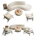 Modern Sofa And Coffee Table Set With Accent Chairs Decorative Items And Soft Fabric 3d model