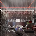 Modern Hotel Lobby Interior With Reception Desk Sofa And Decorative Wall Lighting 3d model