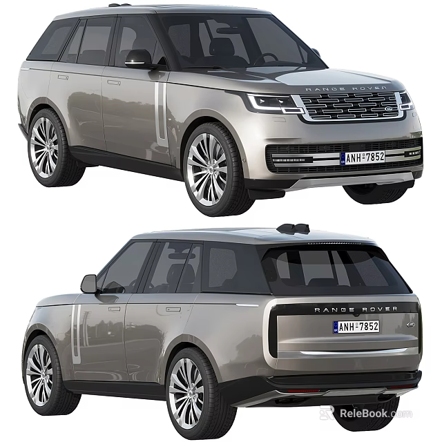 Silver Range Rover Front And Rear View 3d model 