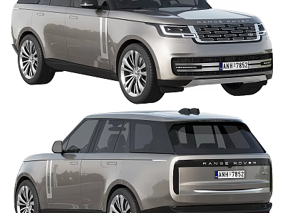 Silver Range Rover Front And Rear View 3d model
