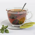 Delicious Layered Cream Cake With Tea Mint And Lime Slices