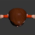 3D Game And Movie Character With Brown Hair Yellow Red Shirt Blue Pants Arms Outstretched