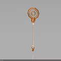 Futuristic Orange White Weapon Design With Circular Top And Long Handle 3d model
