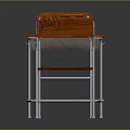 Wooden Desk and Chair Set with Graffiti Artwork and Metal Legs