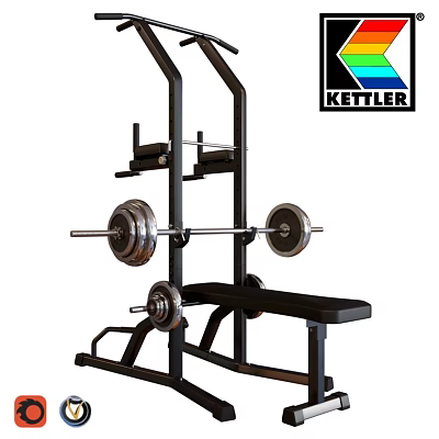 Kettler Sports Equipment Bench Press Machine With Barbell And Weight Plates 3d model